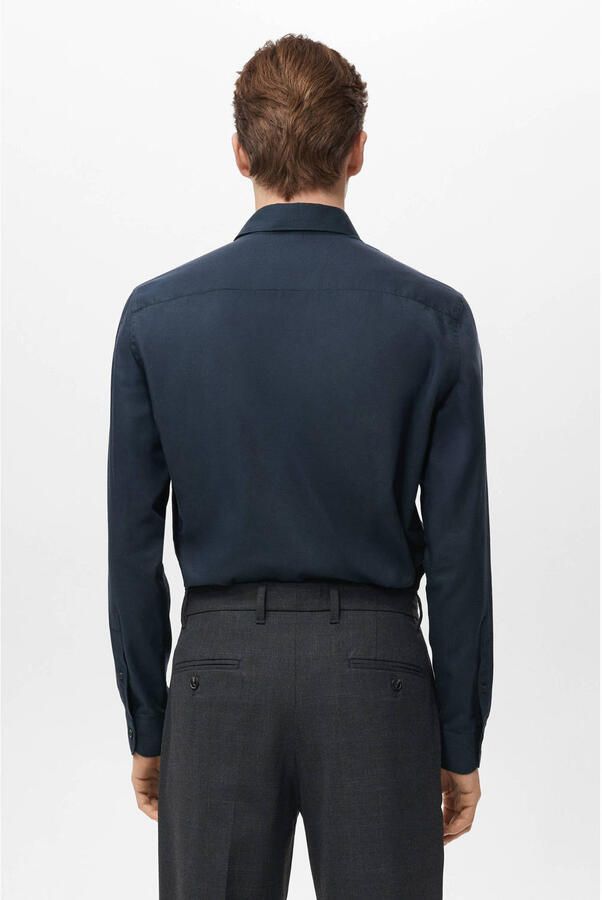 Mango Man slim zakelijk overhemd blauw - Foto 2