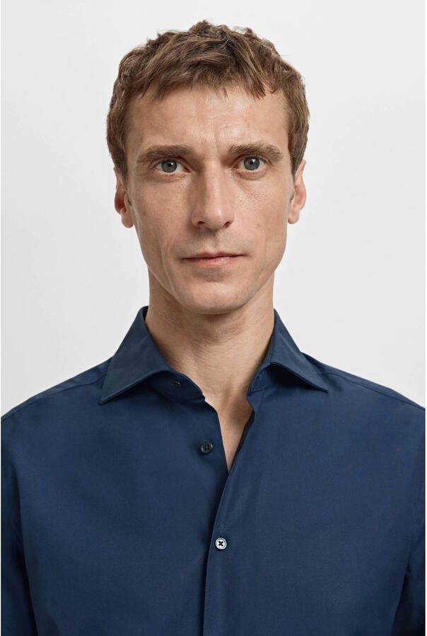 Mango Man Slim zakelijk overhemd donkerblauw - Foto 2