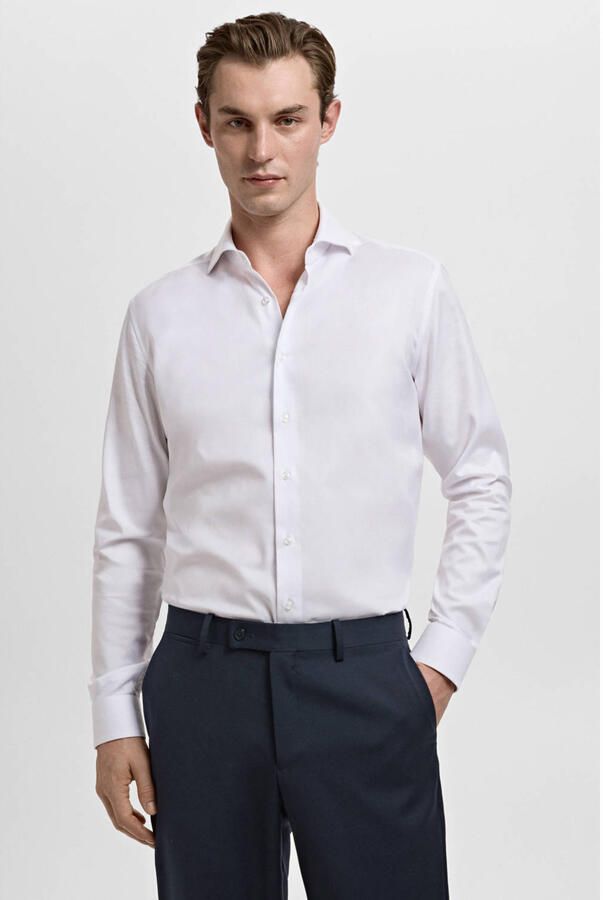 Mango Man Slim zakelijk overhemd wit