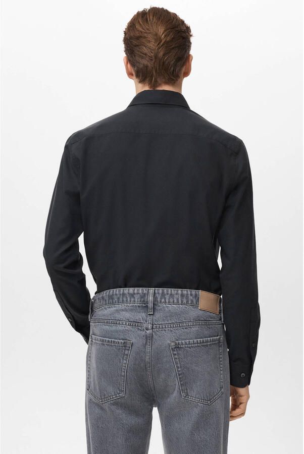 Mango Man Slim zakelijk overhemd zwart - Foto 2