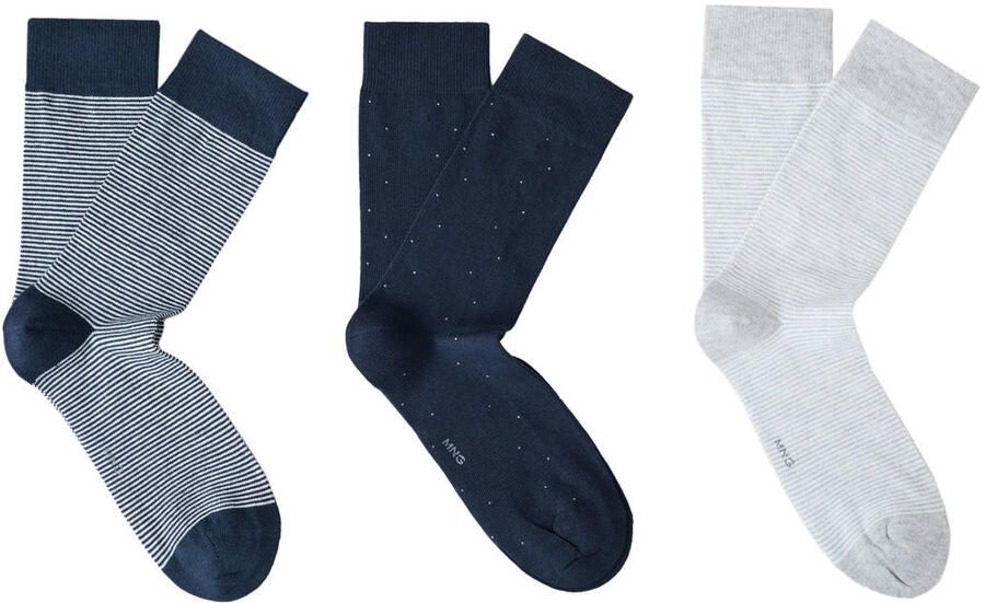 Mango Man sokken met all over print blauw (set van 3)