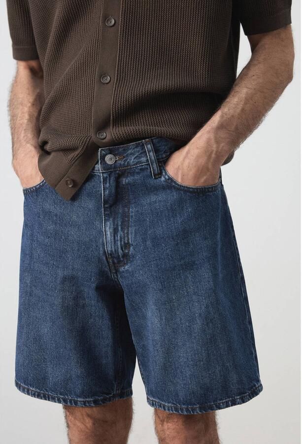Mango Man straight leg denim short blauw - Foto 2