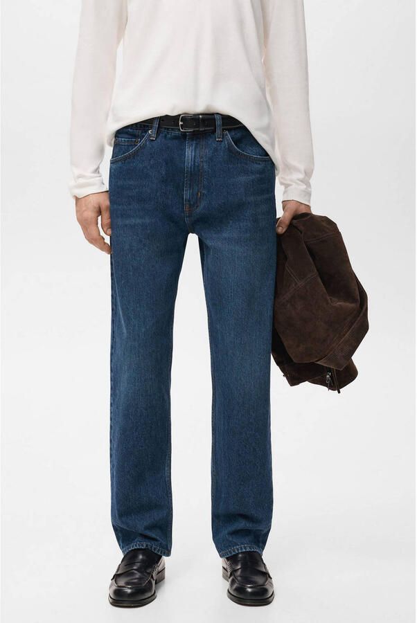 Mango Man straight leg jeans changeant blauw