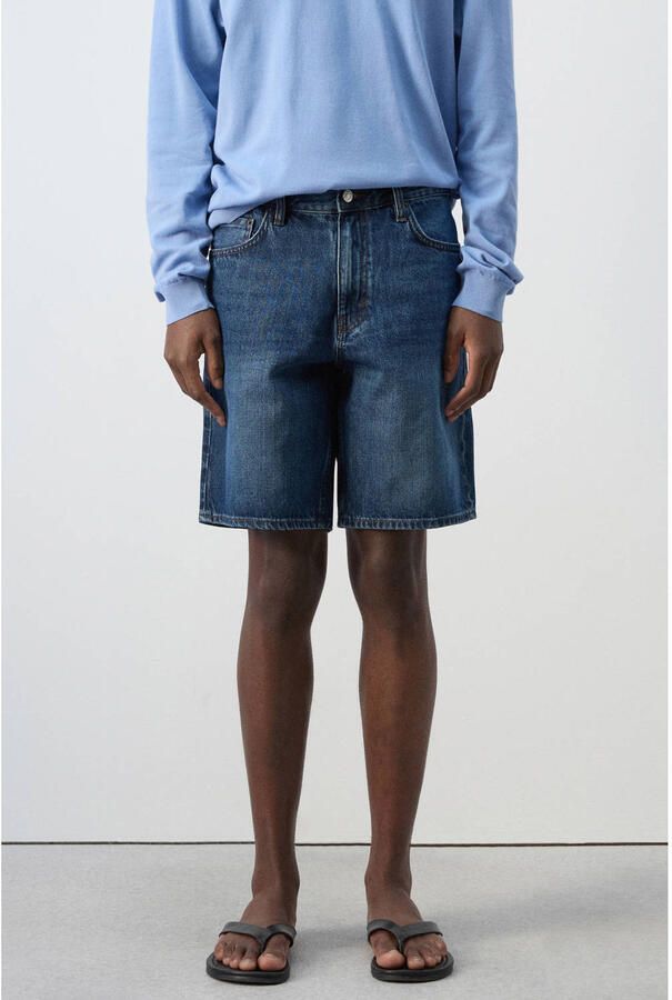 Mango Man straight short dark blue denim