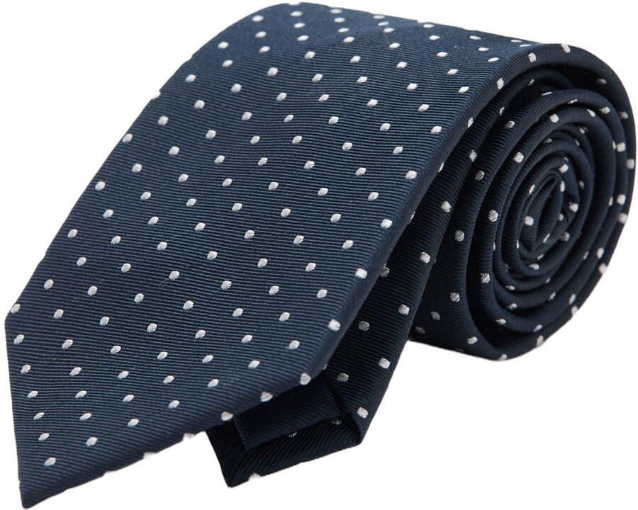 Mango Man stropdas met stippen donkerblauw