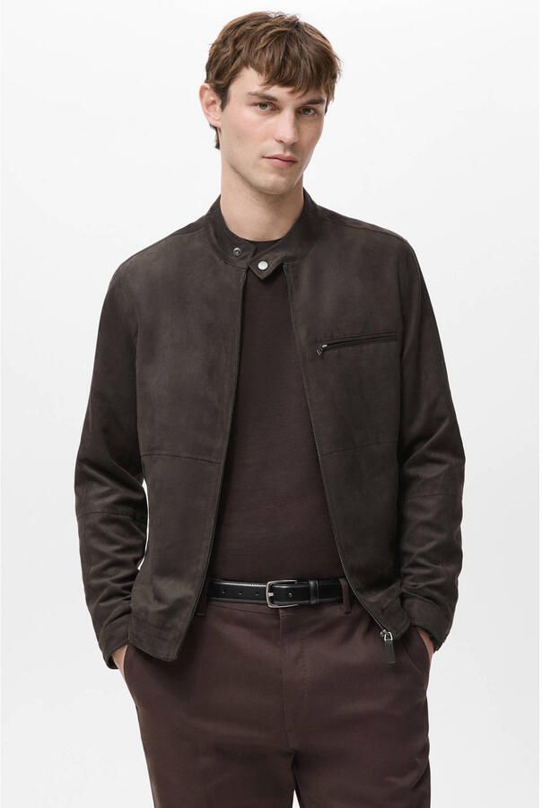 Mango Man suede bikerjack bruin
