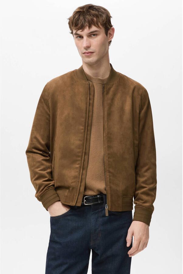 Mango Man suede bomberjack bruin