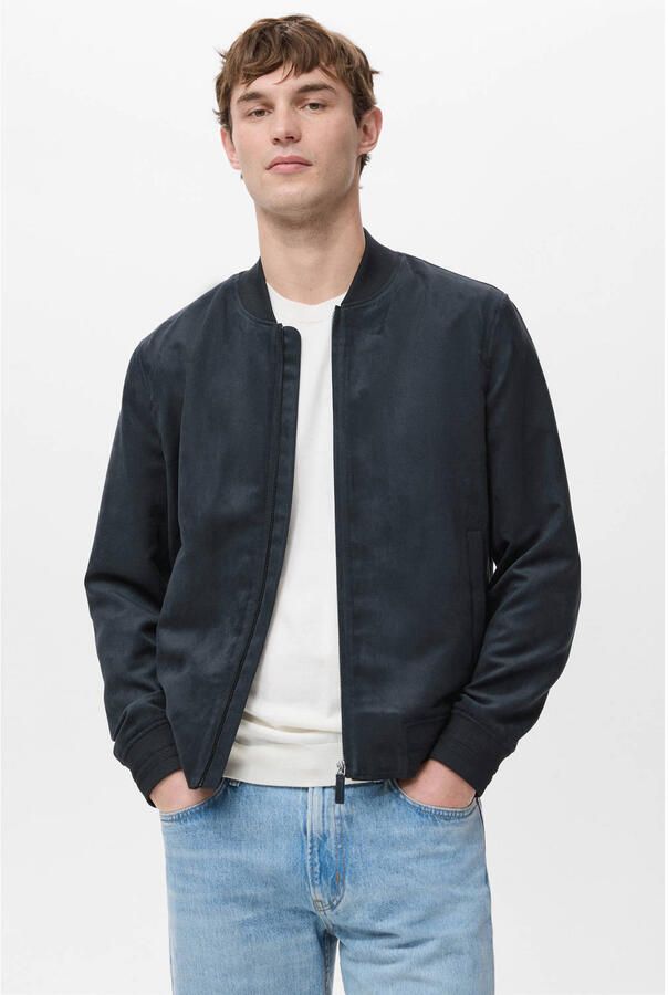 Mango Man suede bomberjack donkerblauw