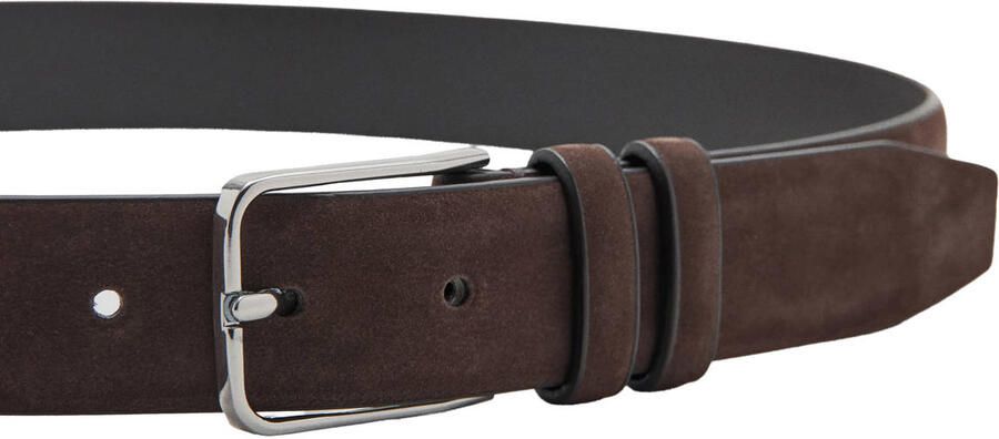 Mango Man suede riem donkerbruin - Foto 3