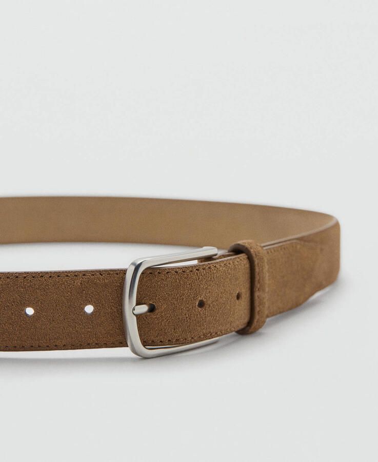 Mango Man suede riem lichtbruin - Foto 2