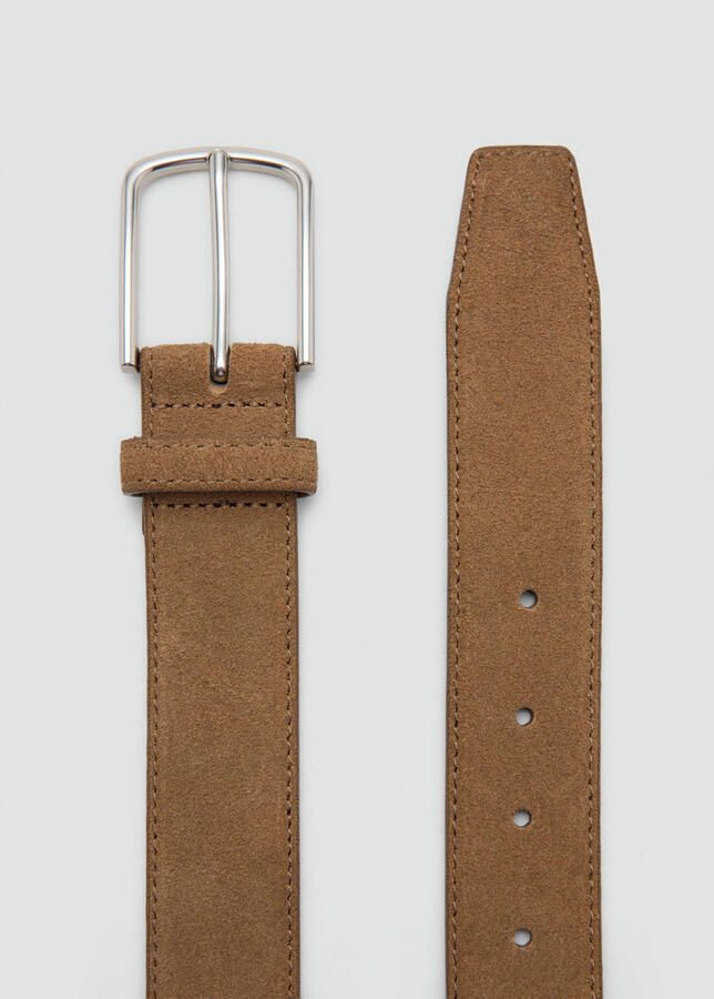 Mango Man suede riem lichtbruin - Foto 3