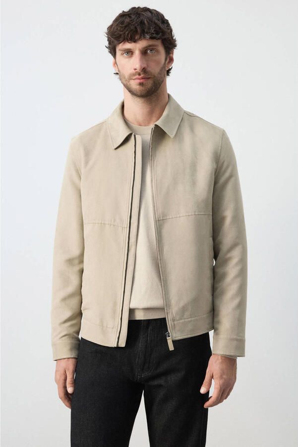 Mango Man suede zomerjas beige