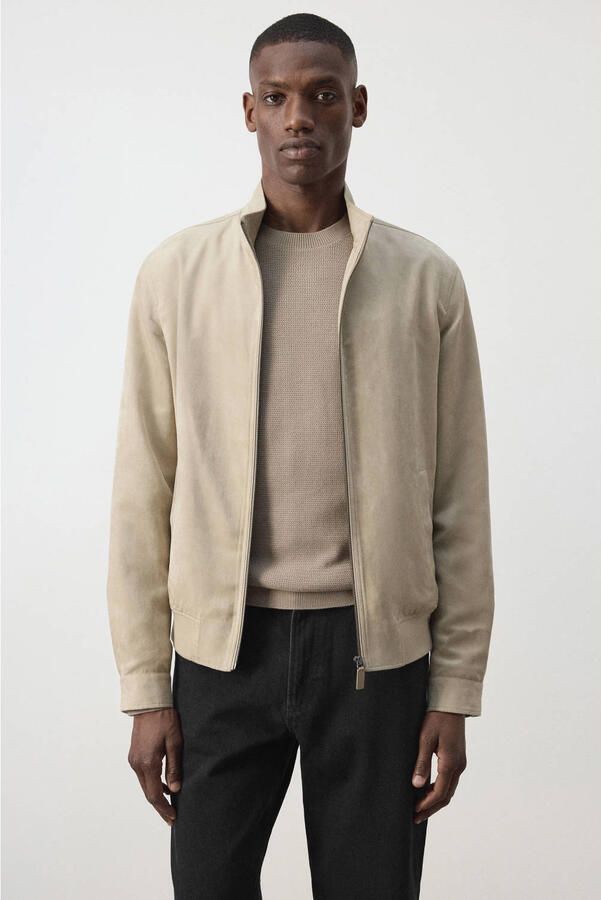 Mango Man suèdelook bomberjack lichtbeige