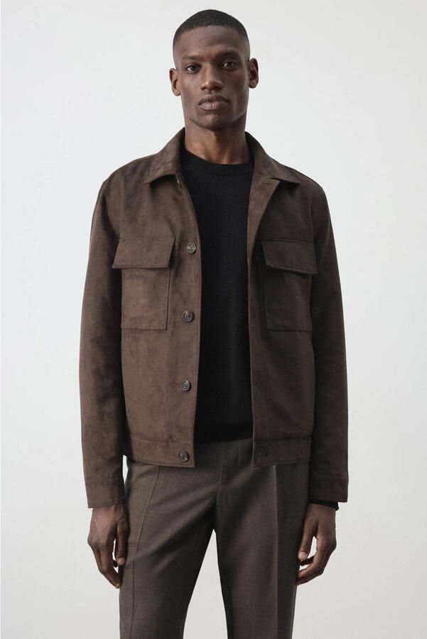 Mango Man suèdelook tussenjas bruin