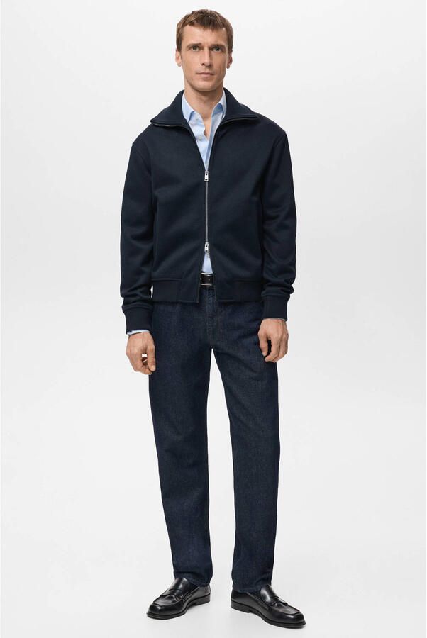 Mango Man sweatvest donkerblauw - Foto 3