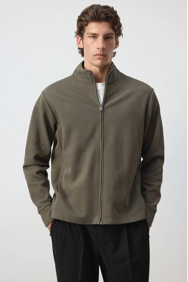 Mango Man sweatvest donkergroen