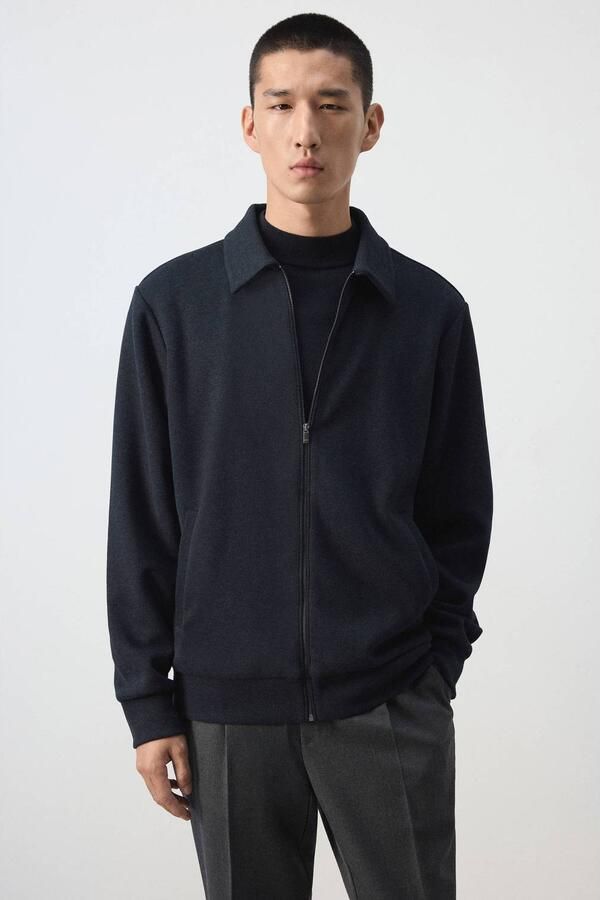 Mango Man sweatvest met wol marine