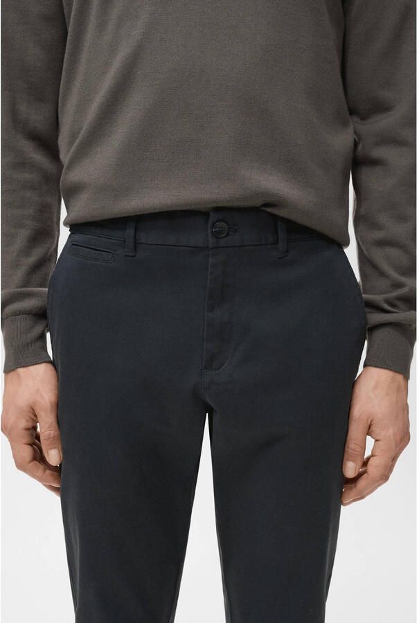 Mango Man tapered chino donkerblauw - Foto 2
