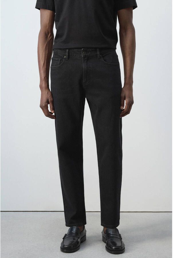 Mango Man tapered cropped jeans grijs