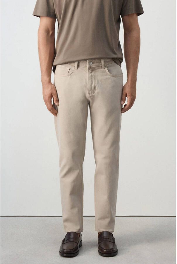 Mango Man tapered cropped jeans lichtbeige