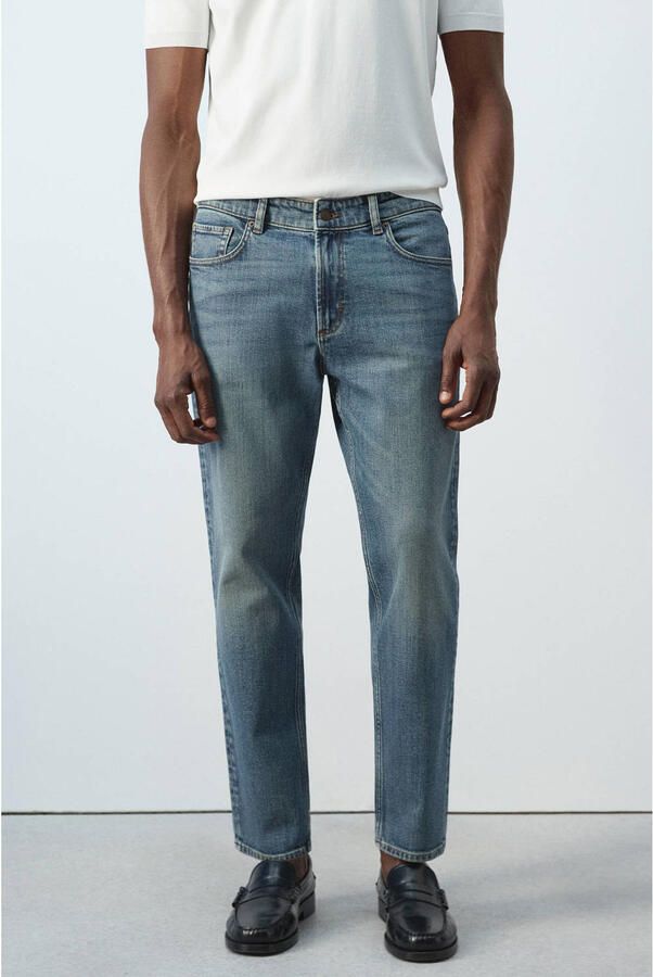 Mango Man tapered jeans blauw