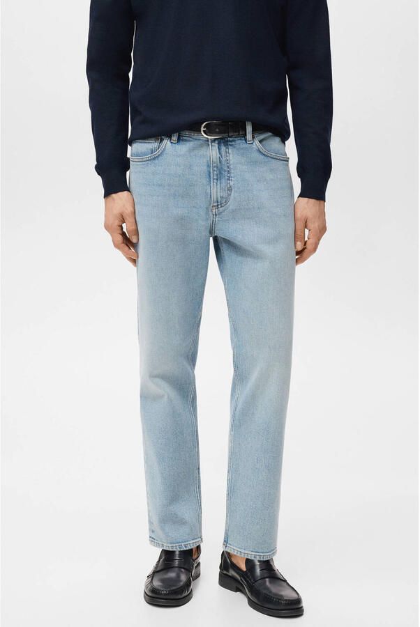 Mango Man tapered jeans changeant blauw