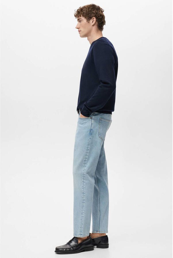 Mango Man tapered jeans changeant blauw - Foto 3