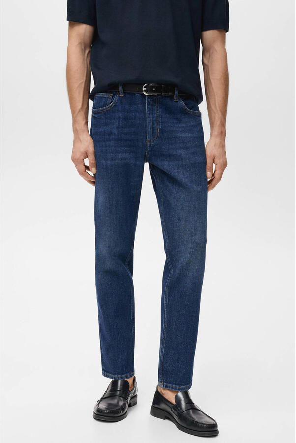 Mango Man tapered jeans changeant blauw