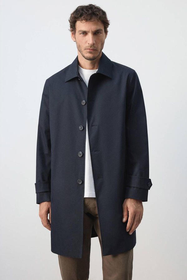 Mango Man trenchcoat donkerblauw