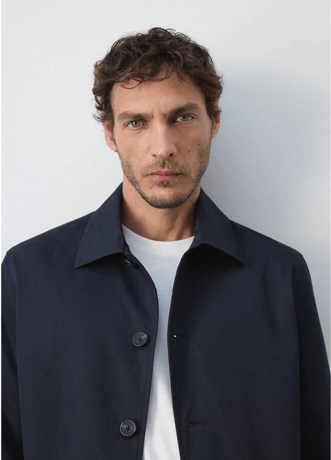 Mango Man trenchcoat donkerblauw - Foto 2