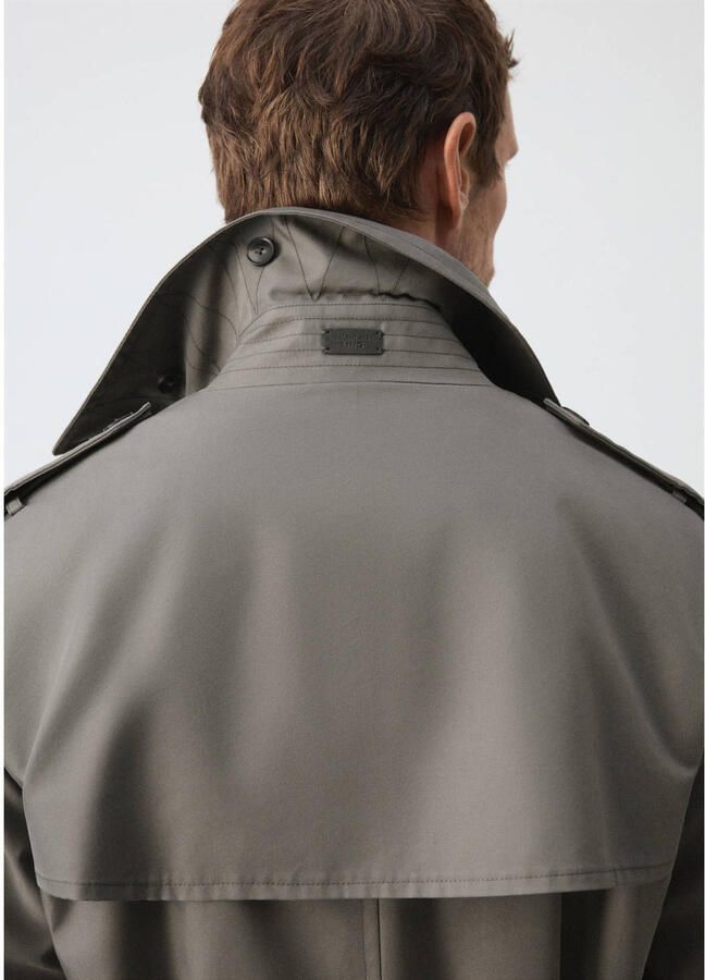 Mango Man trenchcoat met ceintuur middengrijs - Foto 2