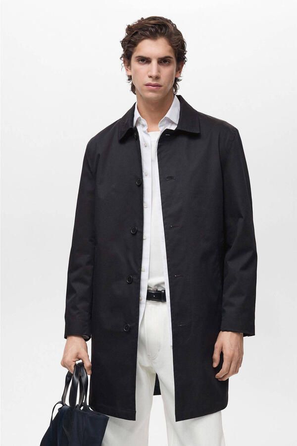 Mango Man trenchcoat zwart