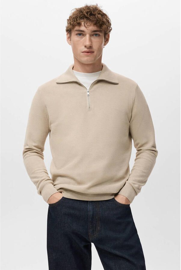 Mango Man trui fijn gebreid beige