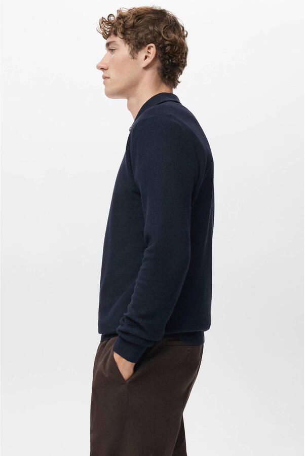 Mango Man trui fijn gebreid donkerblauw - Foto 2