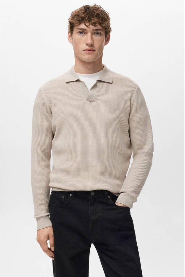 Mango Man trui gebreid beige