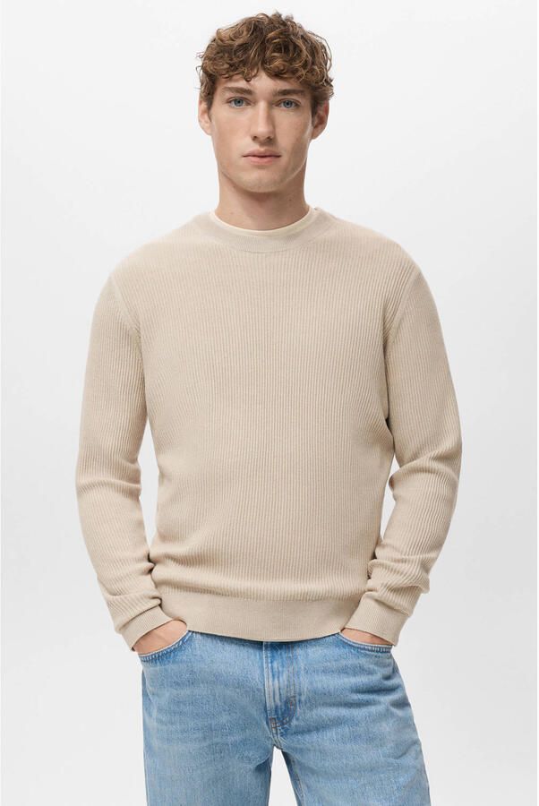 Mango Man trui gebreid beige