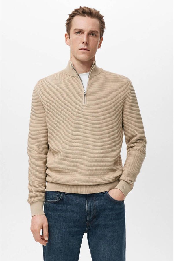 Mango Man trui gebreid beige