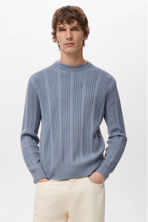 Mango Man trui gebreid blauw