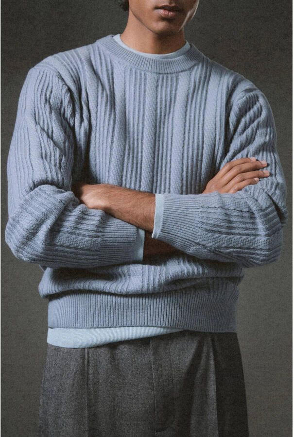 Mango Man trui gebreid blauw - Foto 2