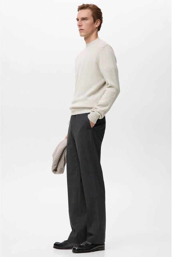 Mango Man trui met wol fijn gebreid beige - Foto 2