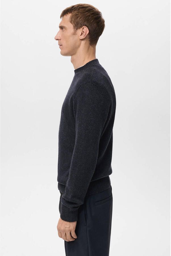 Mango Man trui met wol fijn gebreid marineblauw - Foto 2