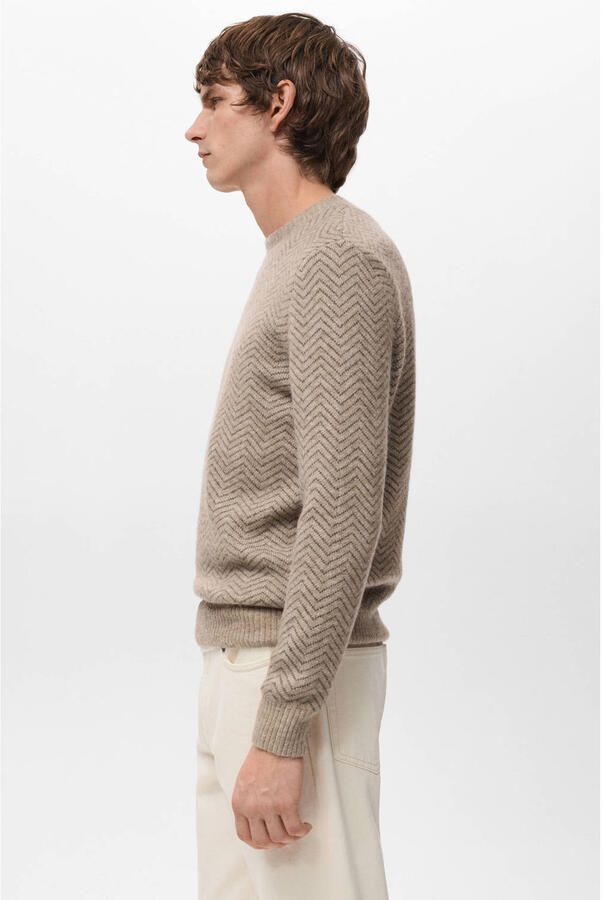 Mango Man trui met wol gebreid beige - Foto 2
