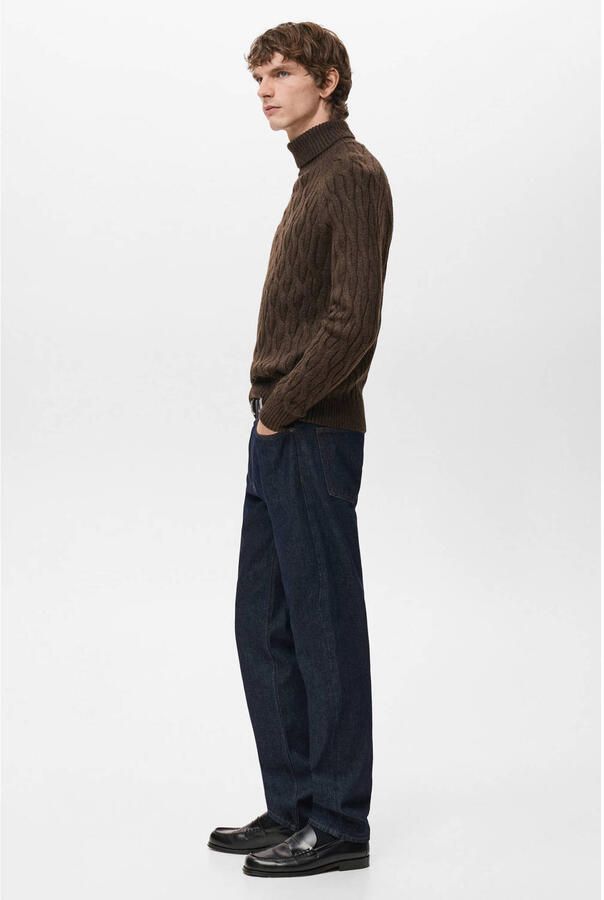 Mango Man trui met wol gebreid bruin - Foto 2