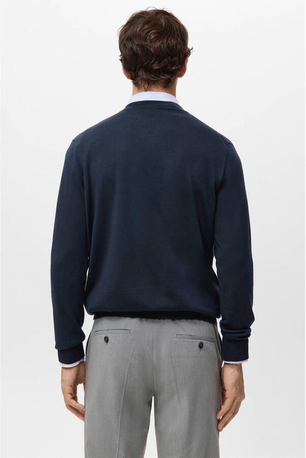 Mango Man trui met wol gebreid marineblauw - Foto 3