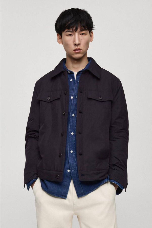 Mango Man tussenjas donkerblauw - Foto 3