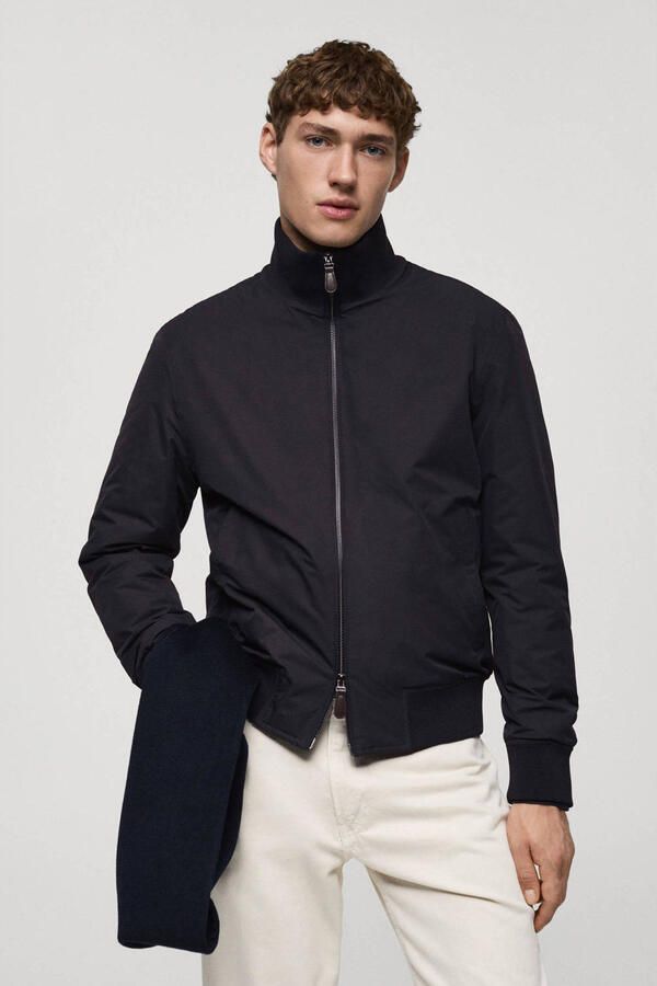 Mango Man tussenjas donkerblauw - Foto 3
