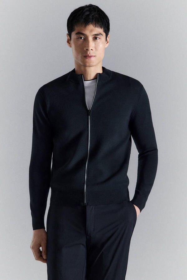Mango Man vest fijn gebreid donkerblauw - Foto 3