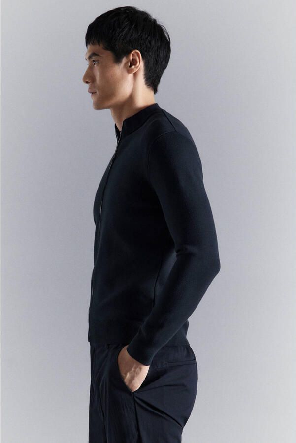 Mango Man vest fijn gebreid donkerblauw - Foto 2