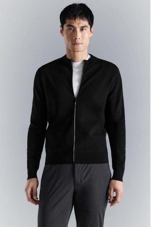 Mango Man vest fijn gebreid zwart