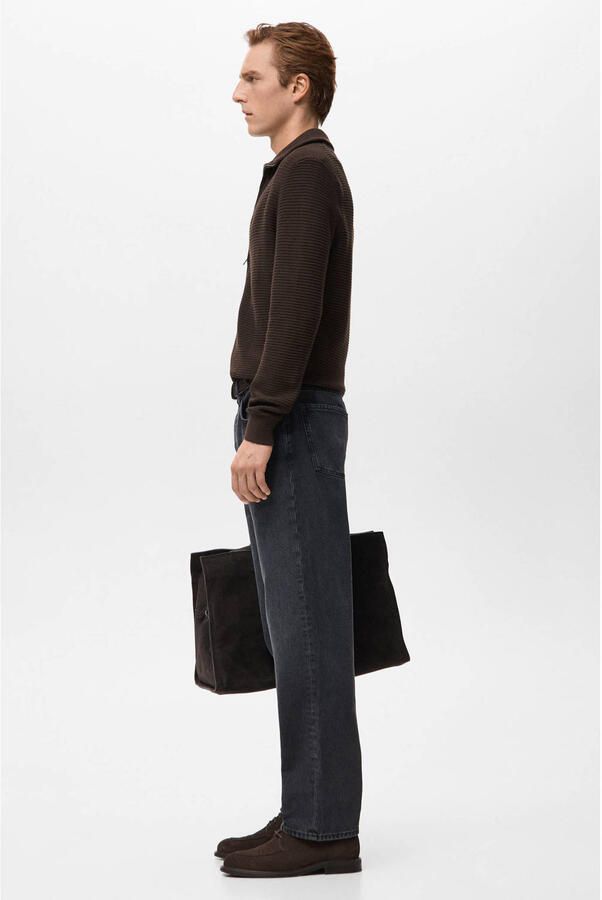 Mango Man vest gebreid donkerbruin - Foto 3